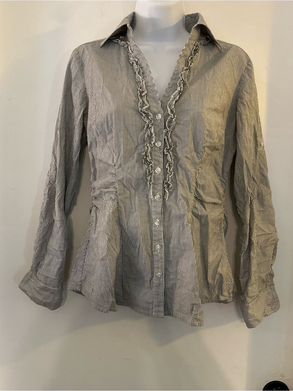 WHBM | Ruffle Front Button-Up Shirt - Picture 6 of 8